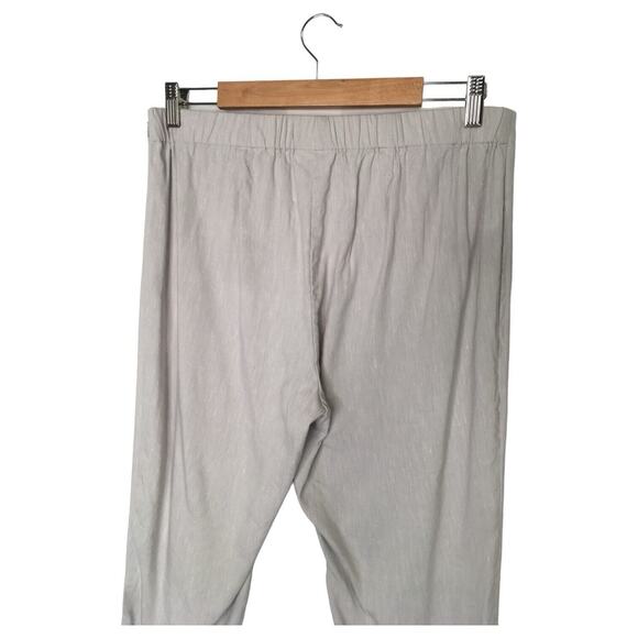 J Jill Pants Womens M Linen Stretch Capri Button Bottom Beachy Cottagecore Gray - Picture 8 of 13